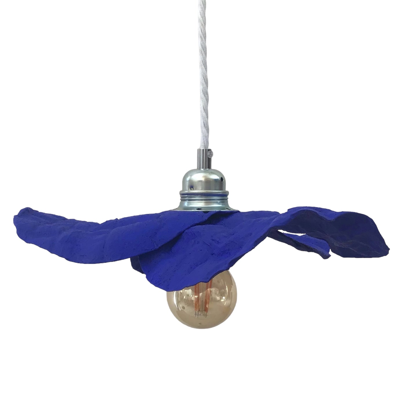 Suspension fleur bleu klein ecoresponsable “pas dans la mer”. "Pas dans la mer" une marque déposée de fabrication de luminaires eco-responsables, à partir de bouteilles plastiques recyclées. Fabrication à la main, en Provence pour une décoration durable. Ces créations de lampes sont faites sur mesure et trouvent l’inspiration dans l’environnement et la nature. Démarches: Upcycling / Slowdesign / Recyclage / suspension Fleur / Environnement /Lumière pas dans la mer