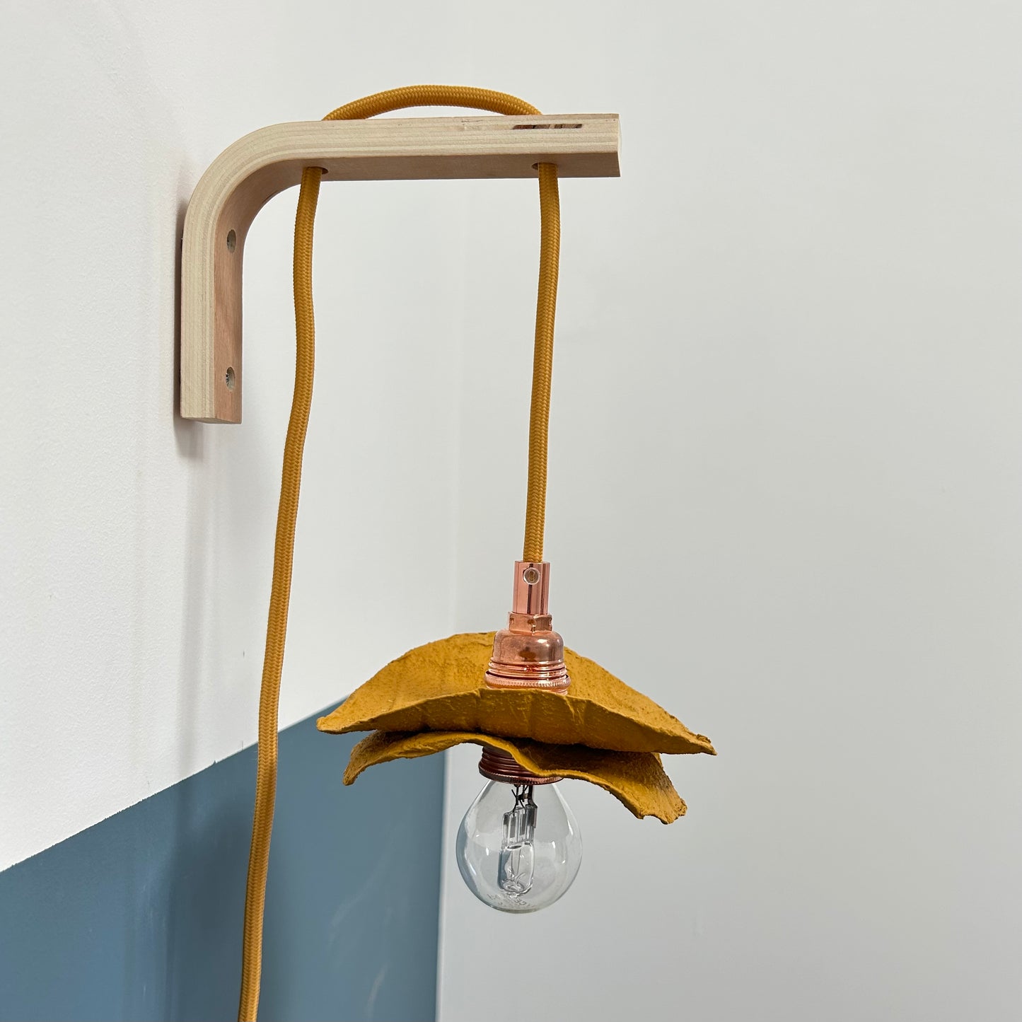Baladeuse colorée jaune ocre ecoresponsable "pas dans la mer". "Pas dans la mer" une marque déposée de fabrication de luminaires eco-responsables, à partir de bouteilles plastiques recyclées. Fabrication à la main, en Provence pour une décoration durable. Démarches: Upcycling / Slowdesign / Recyclage / suspension Fleur / Environnement /Lumière pas dans la mer une marque française.