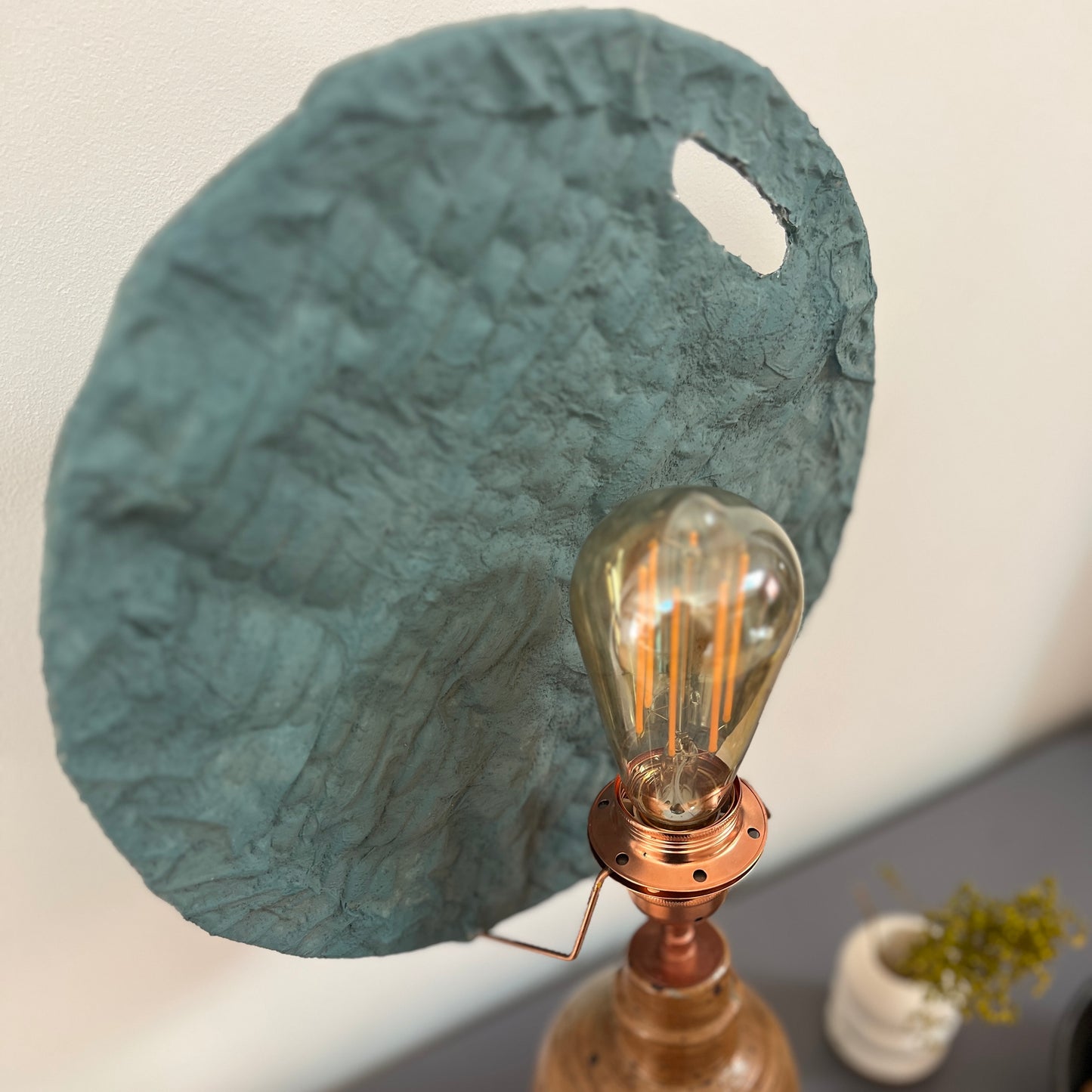 Lampe à poser Pile ou Face Bleu Feuillage Collaboration Atelier Joseph et Honoré