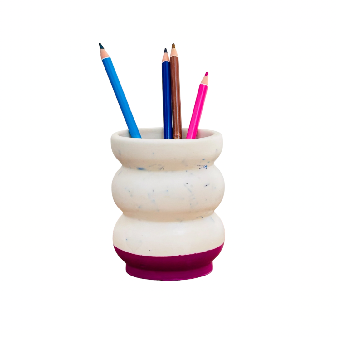 Grand Pot à Crayons en bouchons plastiques et éco-résine VIOLET