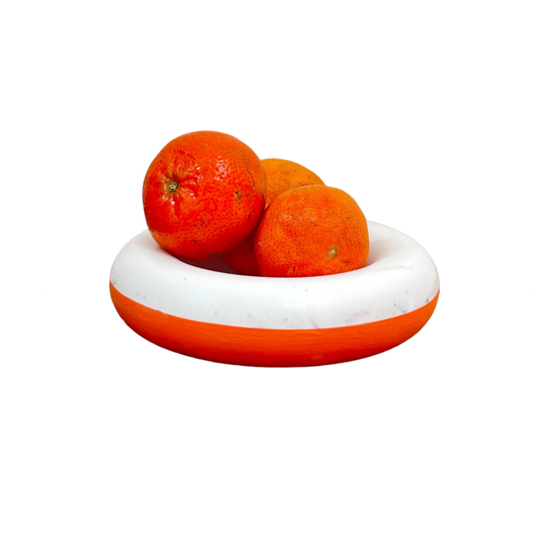 Vide-poche en bouchons plastiques et éco-résine ORANGE