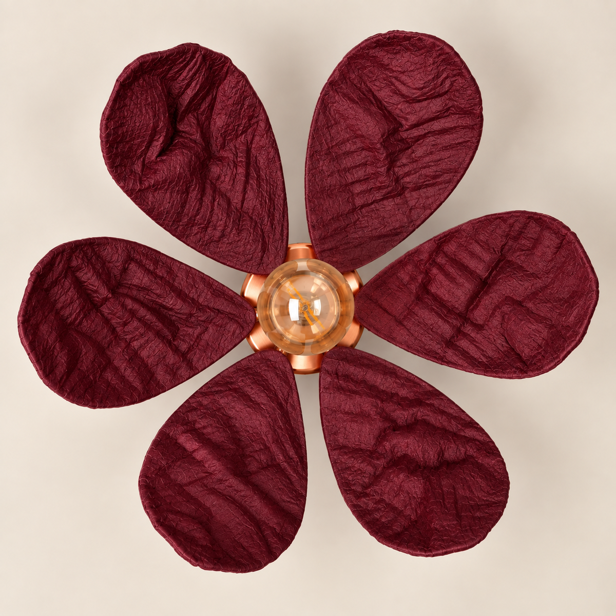 Abat-jour Nénuphar Rouge Bordeaux en plastique recyclé, luminaire artisanal fait main en Provence
