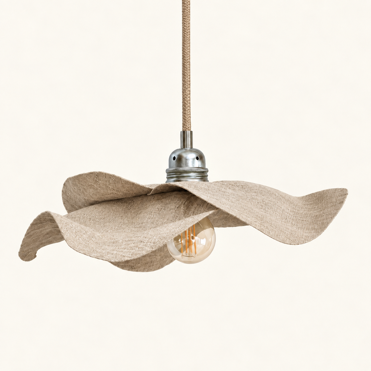 Suspension TULIPE Lin, luminaire artisanal écoresponsable fait main en Provence