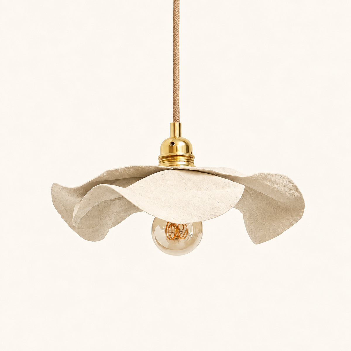 Suspension TULIPE Blanc Crème, luminaire artisanal écoresponsable fait main en Provence