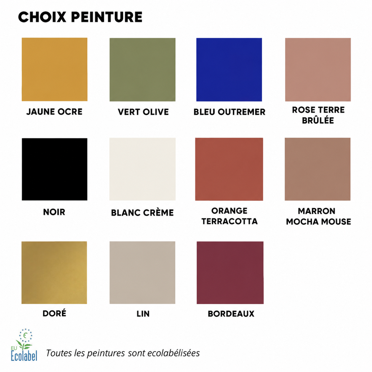 Coloris disponibles pour personnaliser la suspension TULIPE artisanale et écoresponsable