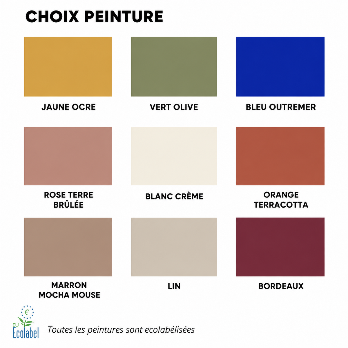 Nuancier des couleurs disponibles pour les lampes TULIPE Pas dans la mer pour s'adapter à toutes les décorations intérieures