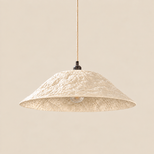 Abat-jour suspension Ombrelle Blanc Crème en plastique recyclé, luminaire artisanal fait main en Provence