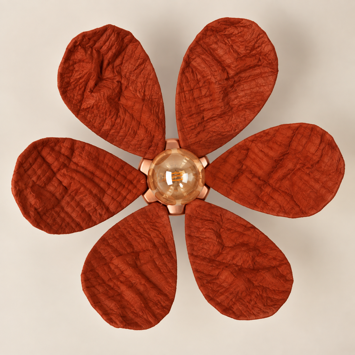 Abat-jour Nénuphar Orange Terracotta en plastique recyclé, luminaire artisanal fait main en Provence