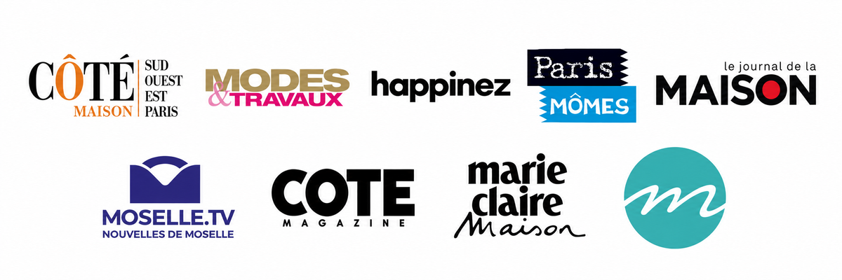 Logos des médias et magazines ayant parlé de Pas Dans La Mer, la marque provencale de luminaires écologiques pour un intérieur durable 